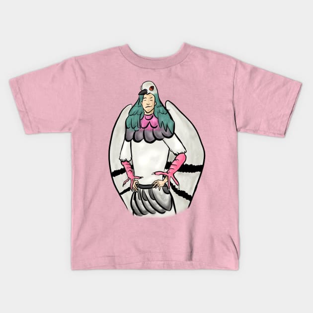 Smirking Man in Pigeon Costume Kids T-Shirt by Storyfeather